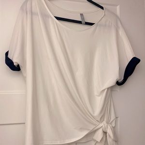 Last Tango short sleeve white navy trim tie side